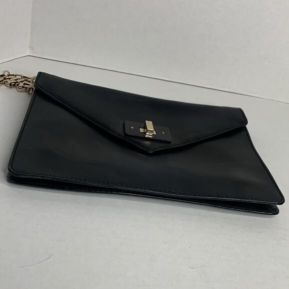 Kate Spade Moonlit Soirée black leather chain strap envelope shoulder bag - Picture 9 of 12